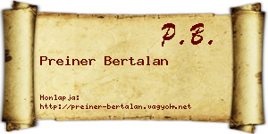 Preiner Bertalan névjegykártya